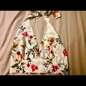 Floral crop halter top & shorts set